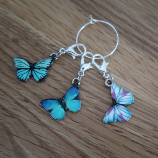 Enamel Butterfly stitch markers or progress keepers (set of 3)