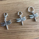 Dragonfly stitch marker or progress keepers (set if 3)