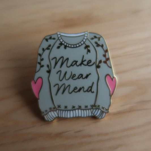 Make Wear Mend enamel pin badge