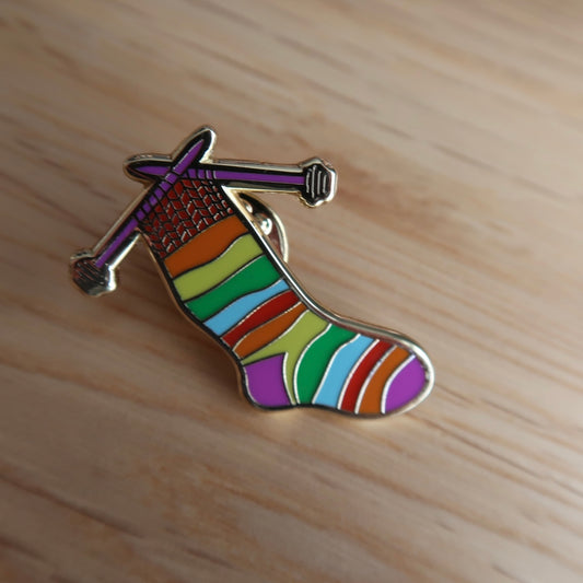 Sock Knitting enamel pin badge