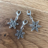 Snowflake stitch markers or progress keepers (set of 3)
