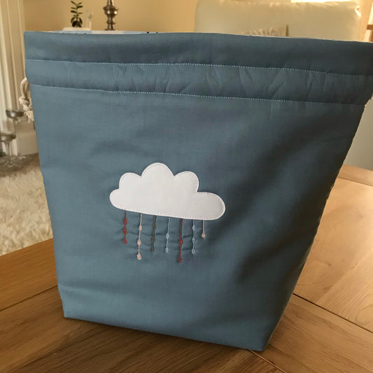 Cloud free motion quilted bag Medium (Shawl or small sweater size)