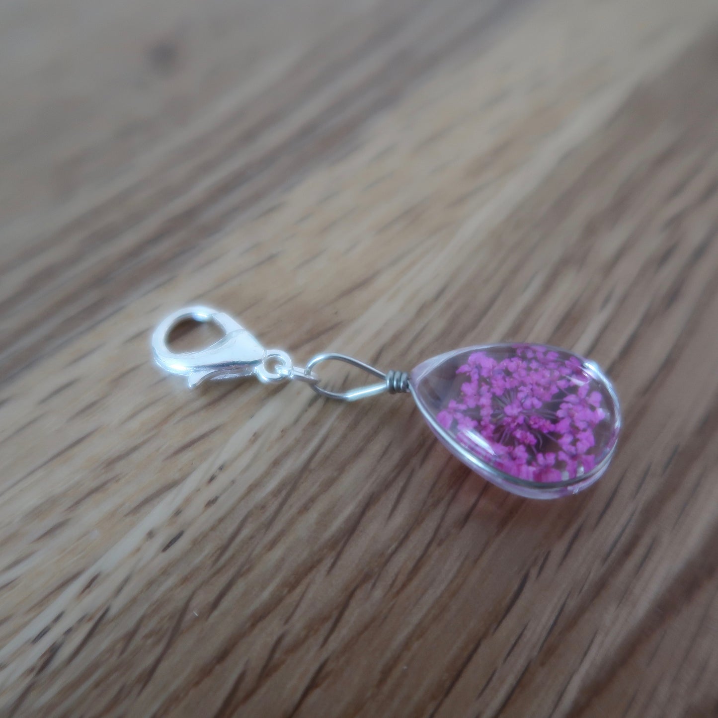 Pink Dried Flower in resin progress keeper