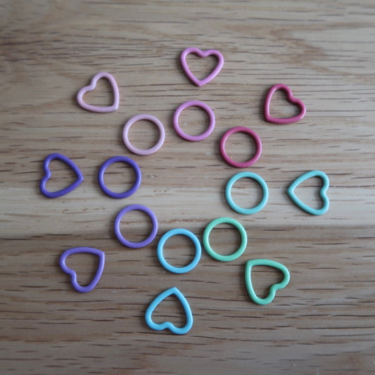 Rainbow Ring and Heart Stitch markers (set of 16)