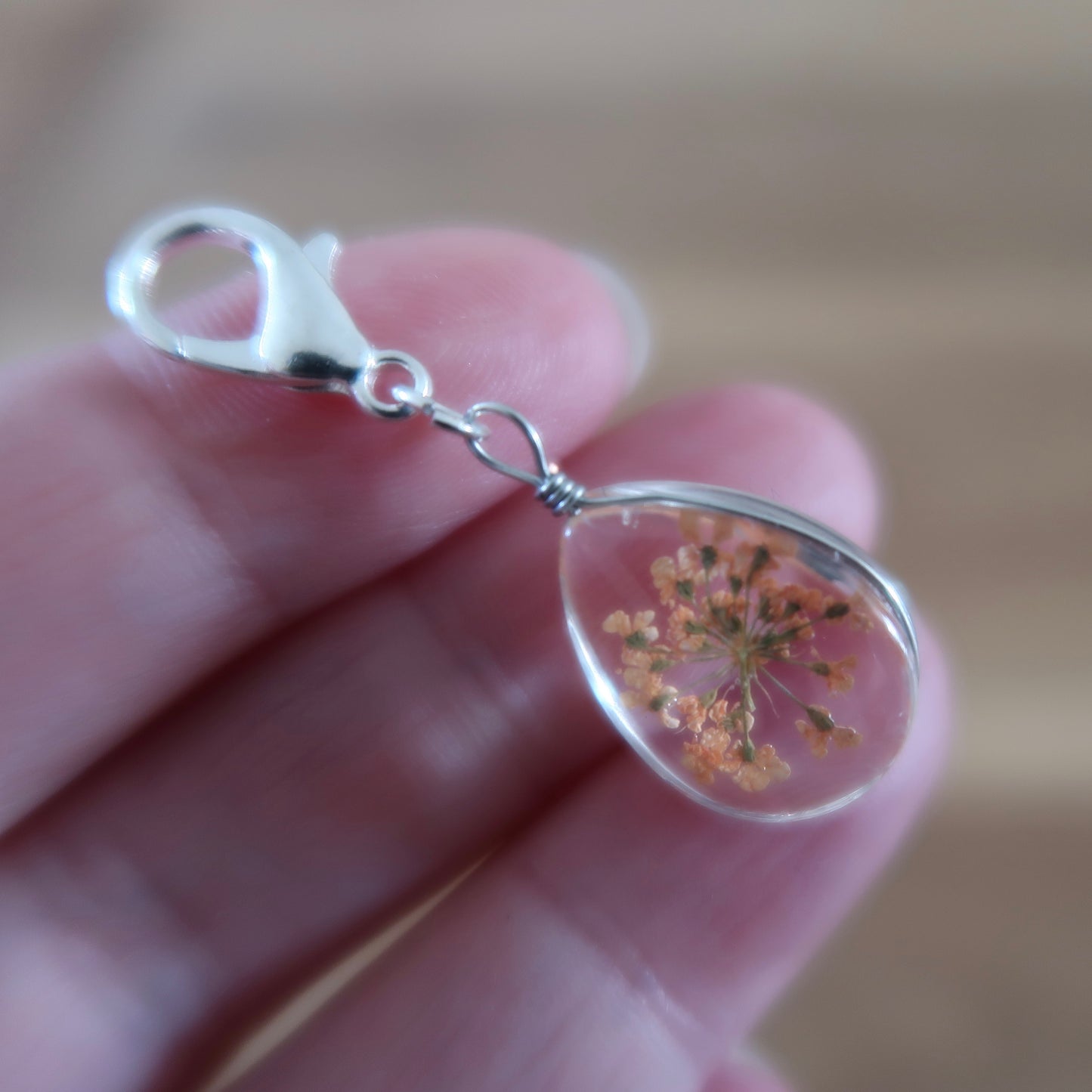 Coral Dried Flower in resin progress keeper