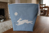 Moonlit Hare free motion quilted bag Medium (Shawl or small sweater size)