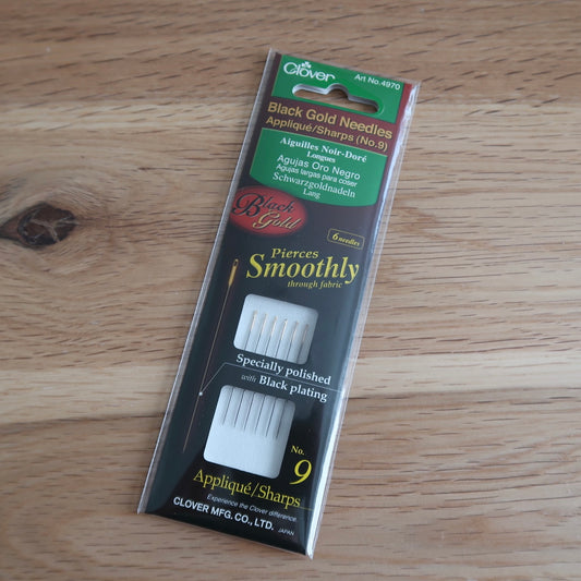 Clover Black Gold Applique/sharps (No. 9) Needles