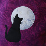 Moonstruck Cat applique / free motion quilted bag Medium (Shawl or small sweater size)