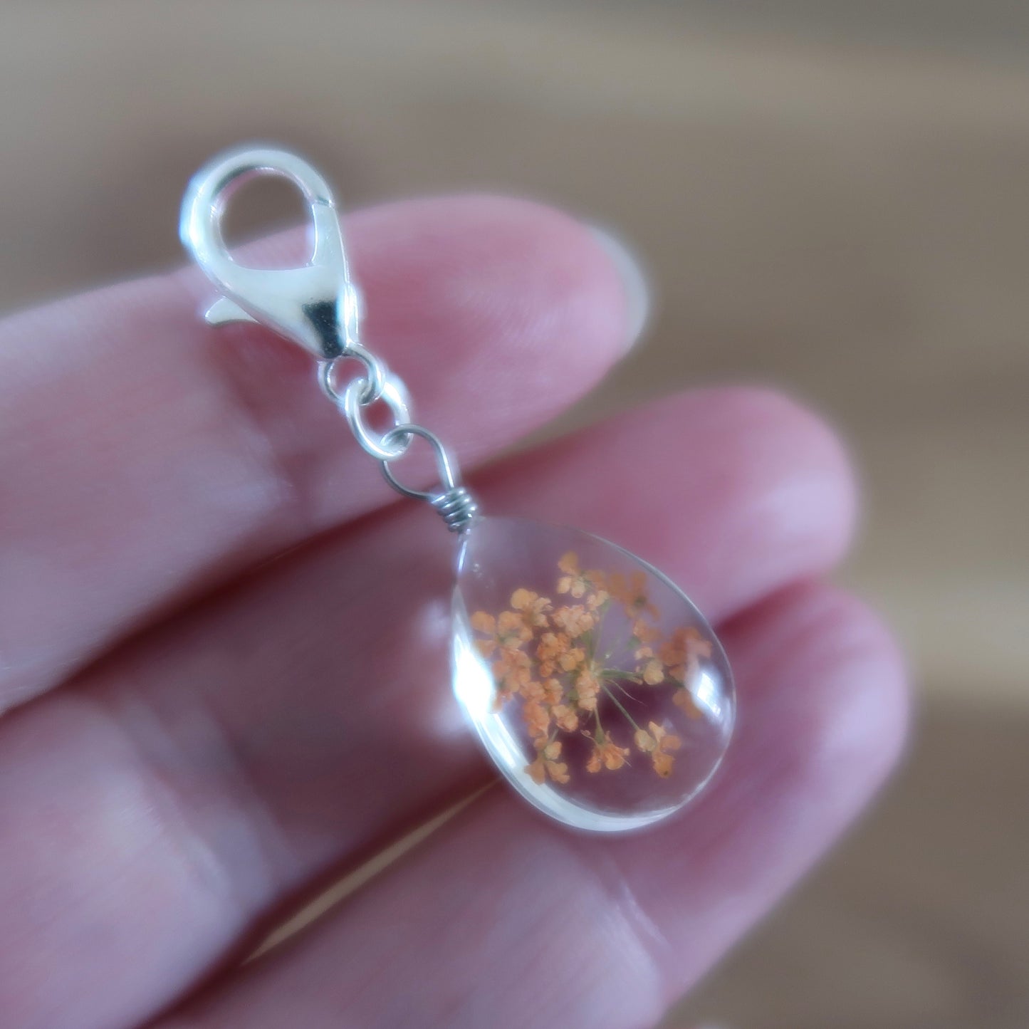 Coral Dried Flower in resin progress keeper
