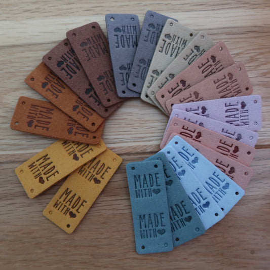 Made with Heart Faux Leather Tags (set of 20) Large