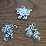 Wool themed stitch markers or progress keepers (set of 3), mittens / sheep