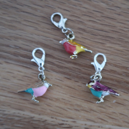 Enamel Bird stitch markers or progress keepers (set of 3)