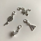 Wizard inspired stitch markers or progress keepers (set of 4) frog / wizard hat / key / symbol
