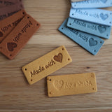 Made with Heart Faux Leather Tags (set of 20) Large Wide