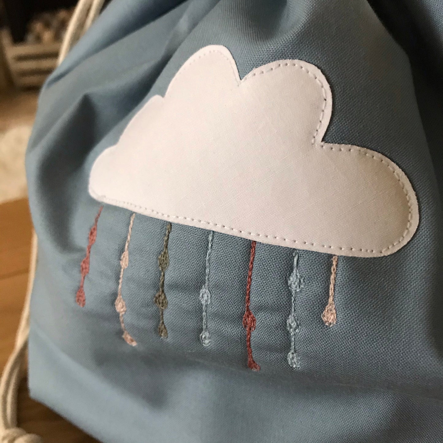 Cloud free motion quilted bag Medium (Shawl or small sweater size)