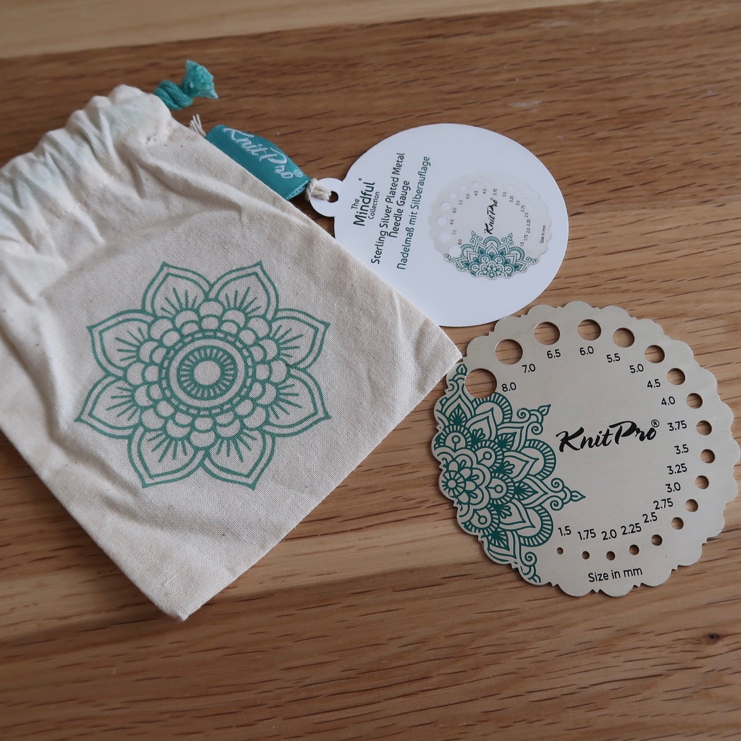 Knit pro Mindful needle Gauge (Sterling Silver plated)