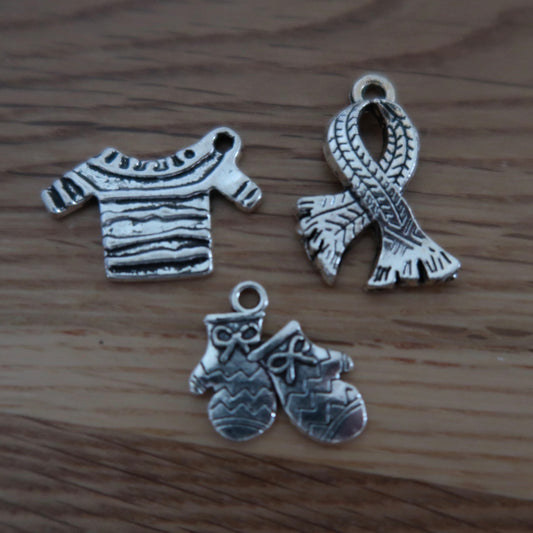 Jumper / sweater, mittens and Scarf stitch markers or progress keepers (set of 3)