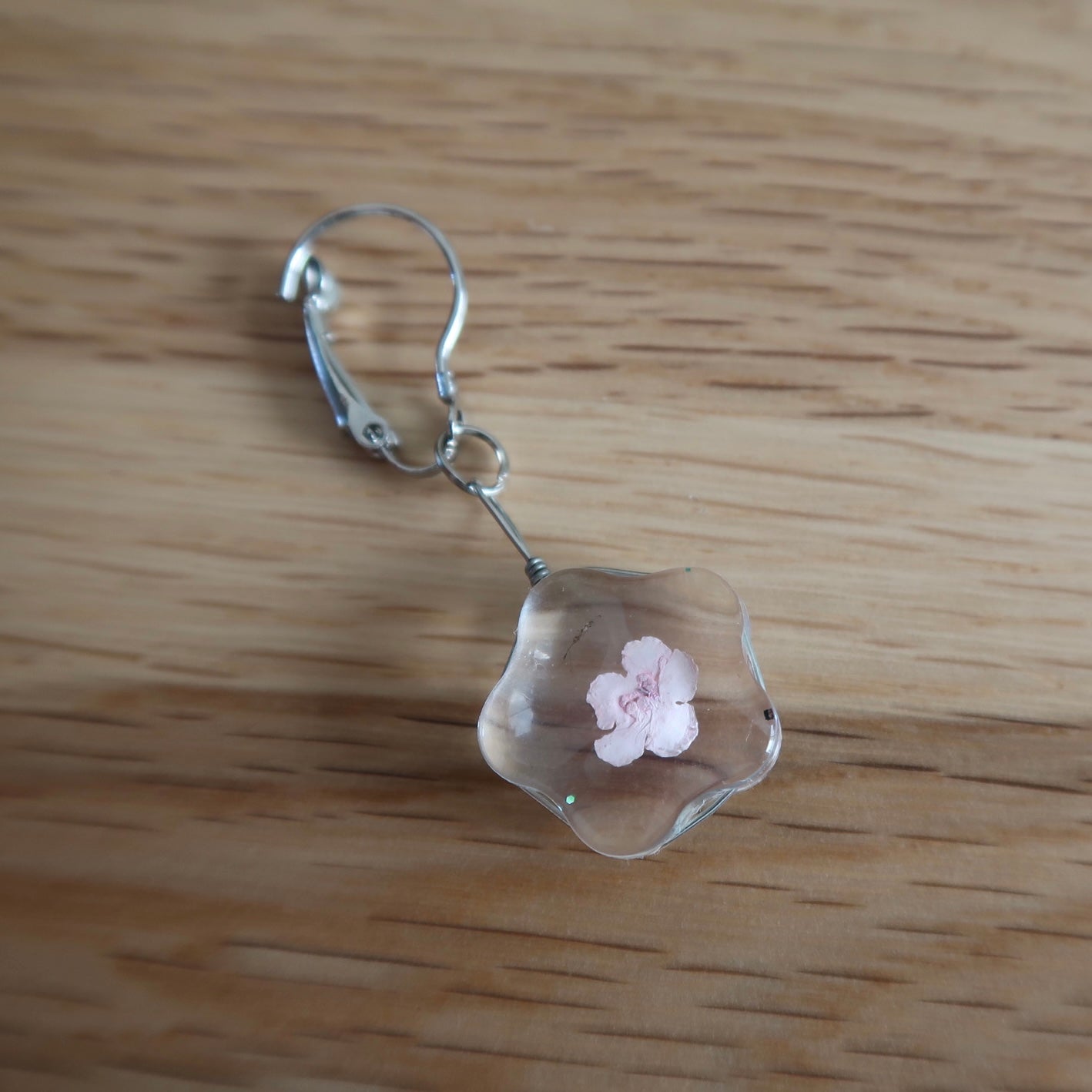 Pale Pink dried Flower in resin progress keeper