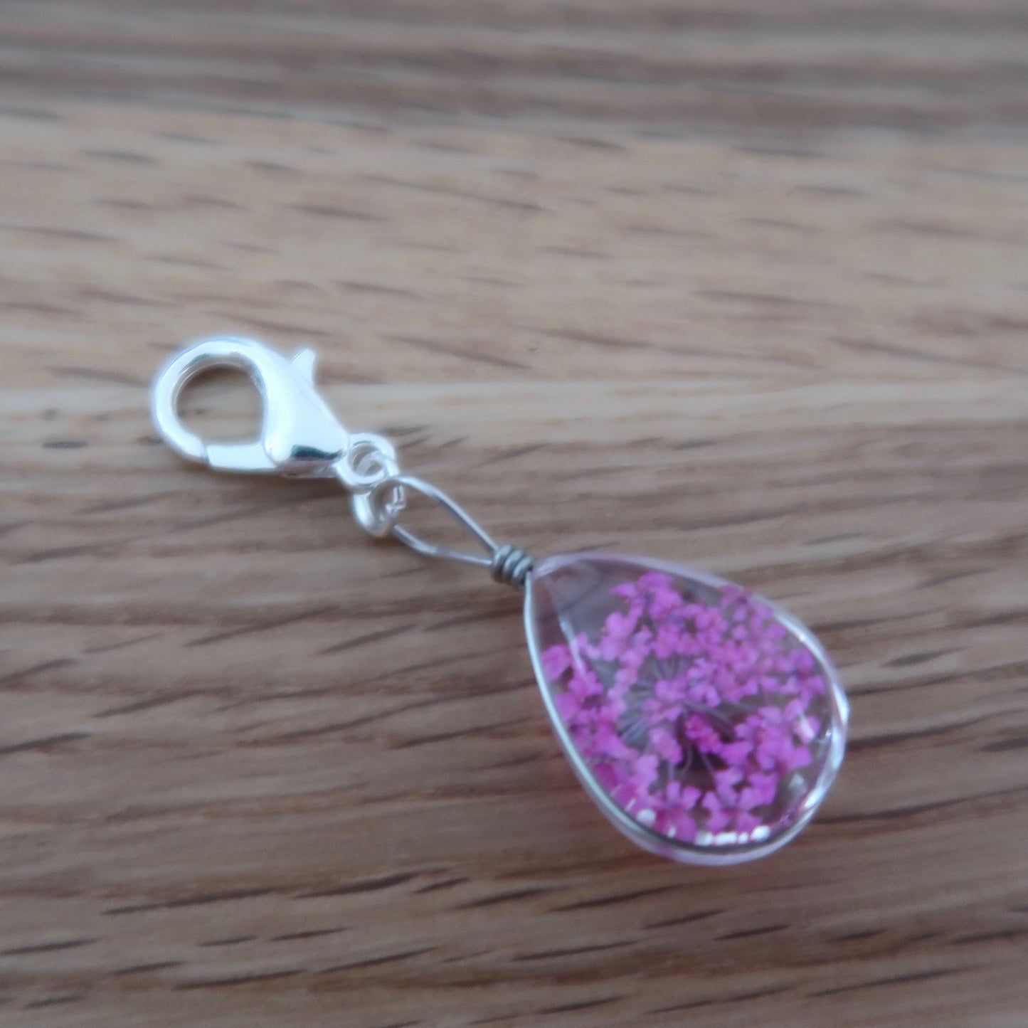 Pink Dried Flower in resin progress keeper