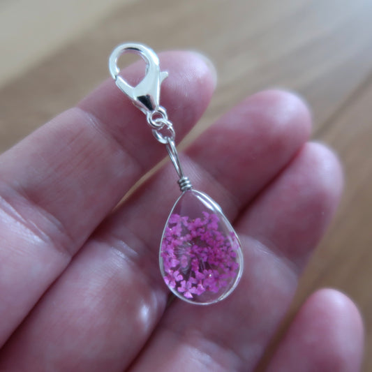 Pink Dried Flower in resin progress keeper