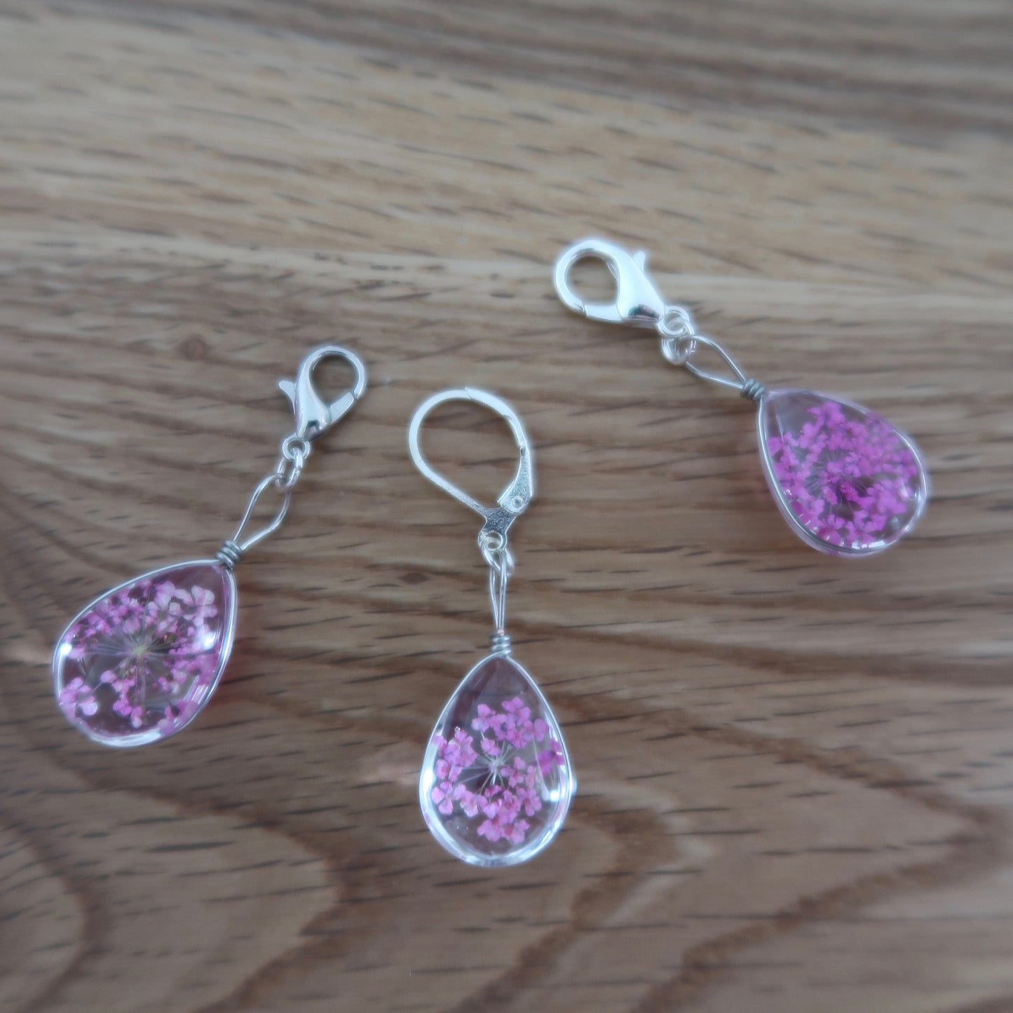 Pink Dried Flower in resin progress keeper