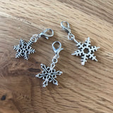 Snowflake stitch markers or progress keepers (set of 3)