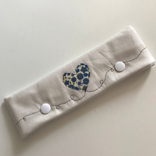Blue Heart applique DPN case / cosy