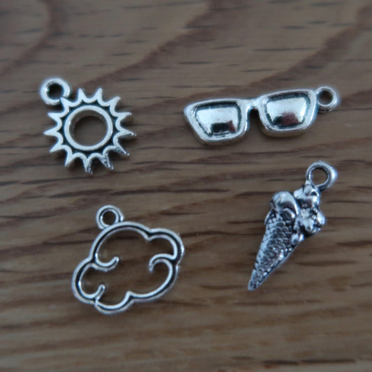 Summer themed stitch marker or progress keepers (set of 4) Sunglasses / sun / ice cream / cloud