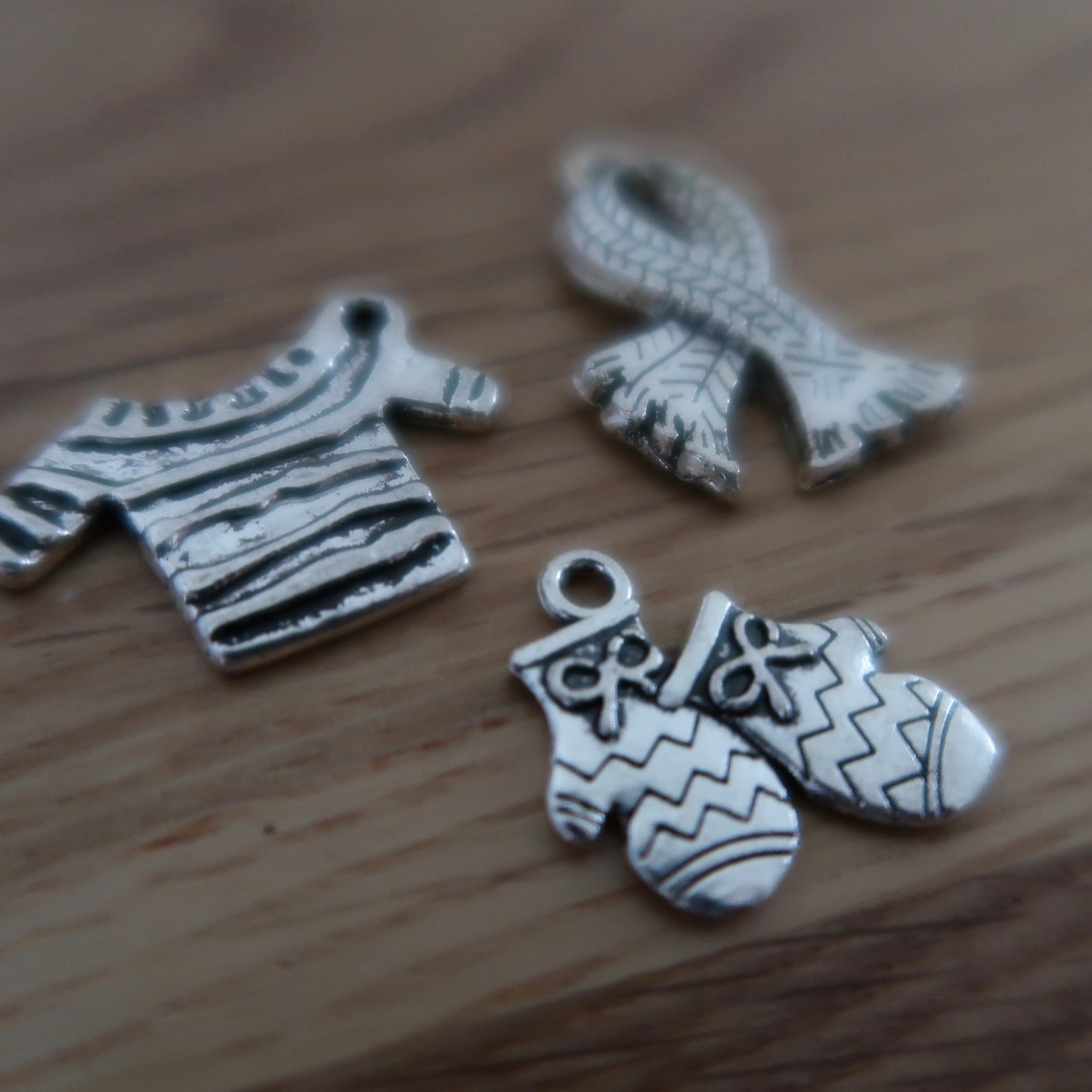 Jumper / sweater, mittens and Scarf stitch markers or progress keepers (set of 3)
