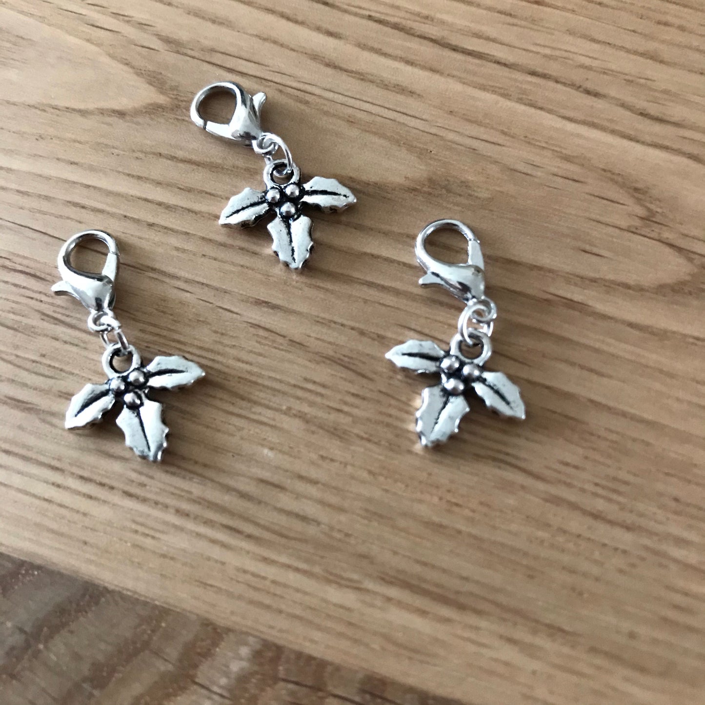 Holly stitch markers or progress keepers (set of 3)