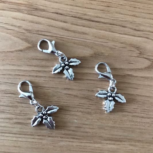 Holly stitch markers or progress keepers (set of 3)
