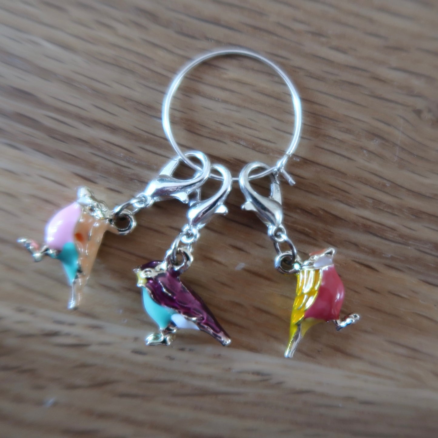Enamel Bird stitch markers or progress keepers (set of 3)