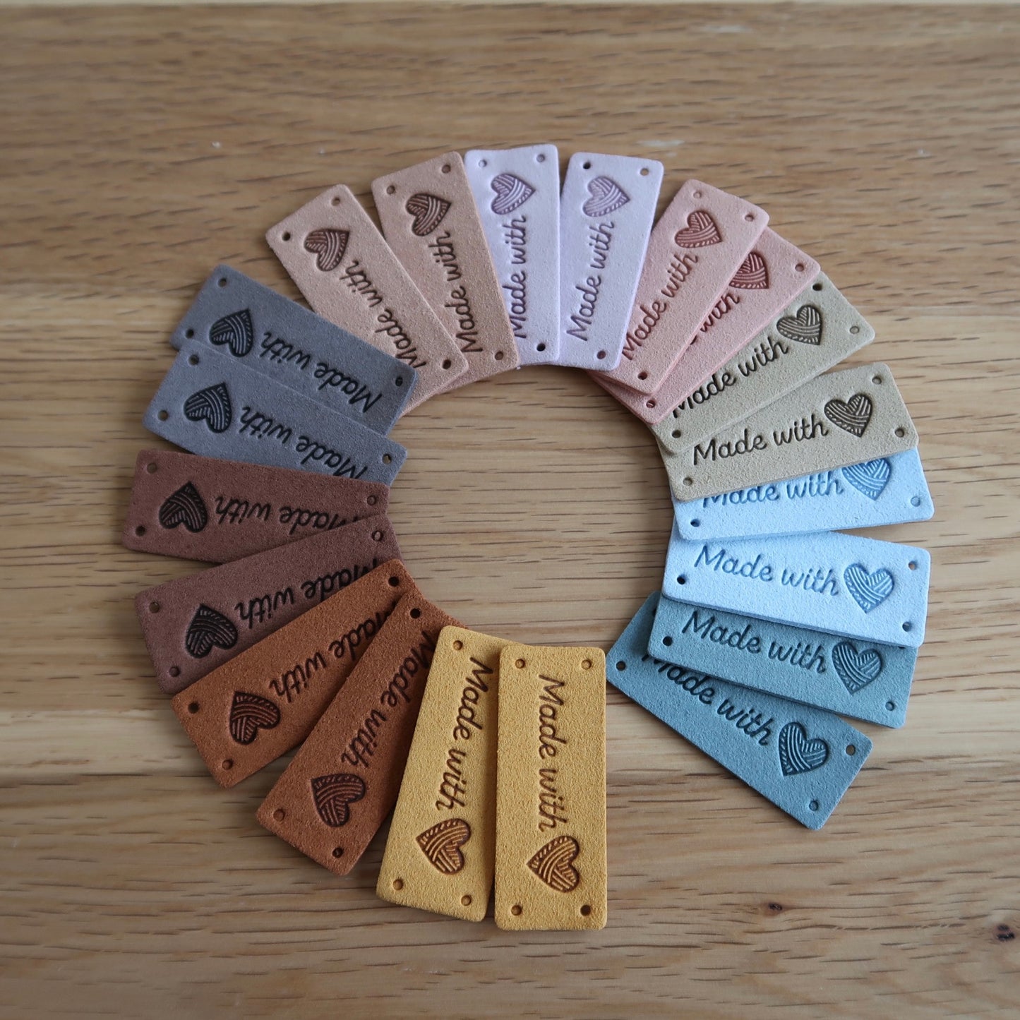 Made with Heart Faux Leather Tags (set of 20) Large Wide