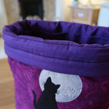Moonstruck Cat applique / free motion quilted bag Medium (Shawl or small sweater size)