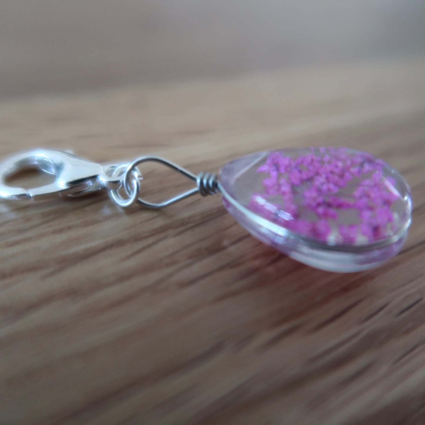 Pink Dried Flower in resin progress keeper